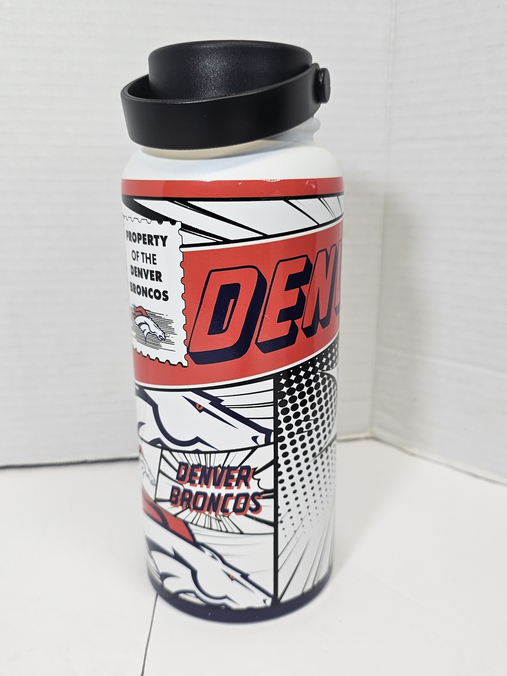 bottle Denver Broncos 34oz Na GAP White & Black Stainless Steel Insulated Bottle